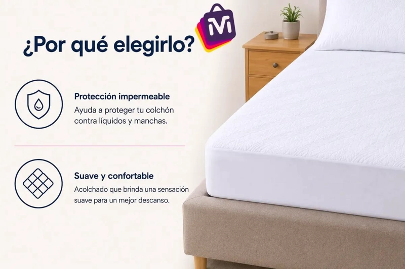 PROTECTOR DE COLCHON IMPERMEABLE Y SUAVE PARA HOGAR - 5