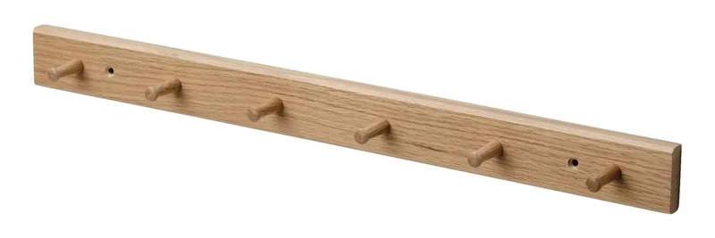 PERCHERO DE PARED DE MADERA MACIZA CON 6 GANCHOS - 1