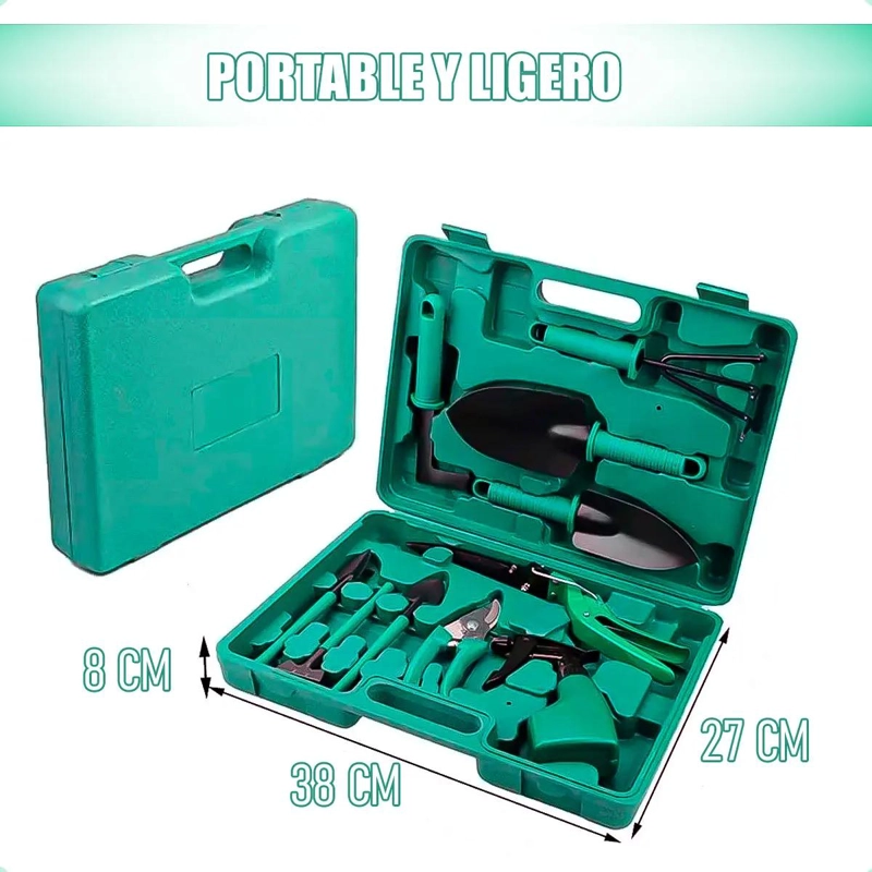 KIT DE JARDINERIA 10 PIEZAS CON TIJERA Y RASTRILLO - 3