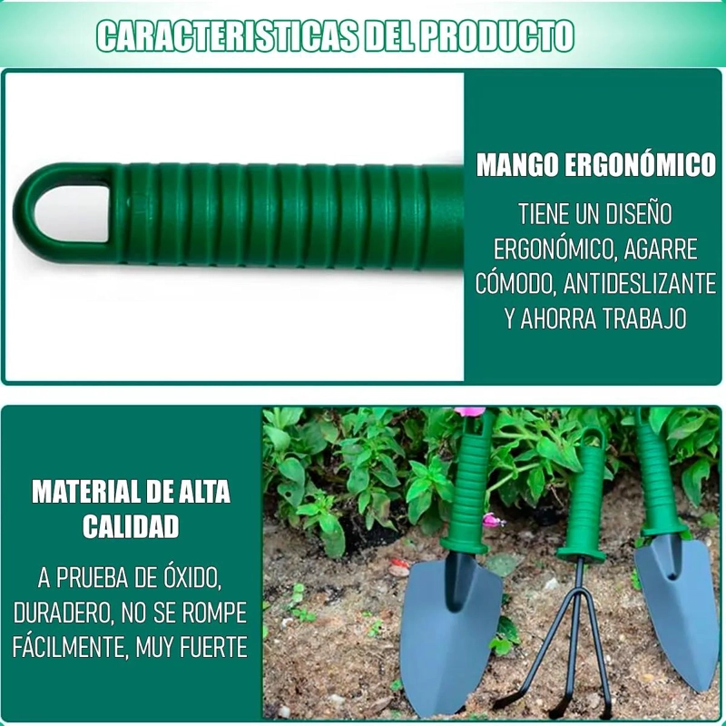 KIT DE JARDINERIA 10 PIEZAS CON TIJERA Y RASTRILLO - 7