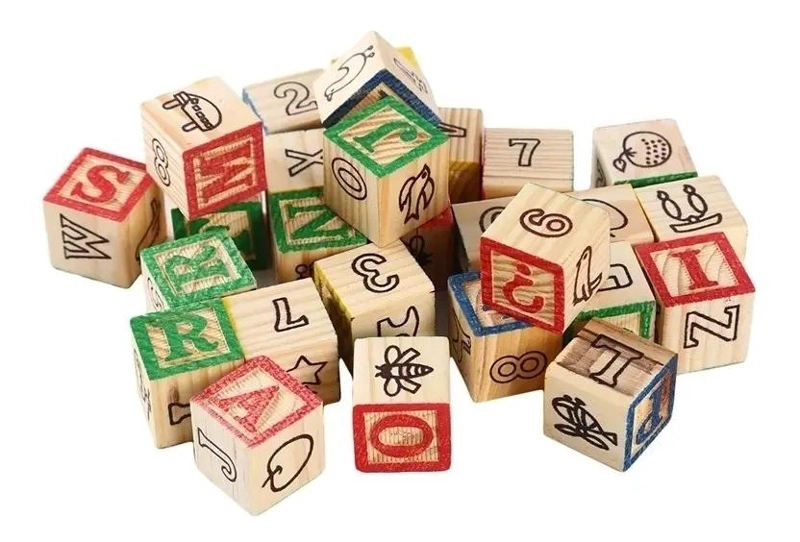 JUGUETE DIDACTICO CUBOS DE MADERA CON LETRAS Y NUMEROS - 2