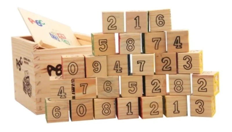 JUGUETE DIDACTICO CUBOS DE MADERA CON LETRAS Y NUMEROS - 3
