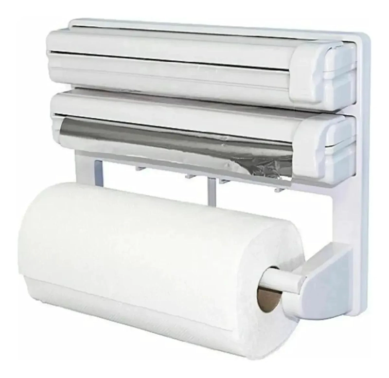 DISPENSADOR TRIPLE PARA ROLLO DE TOALLA Y FILM DE COCINA - 3