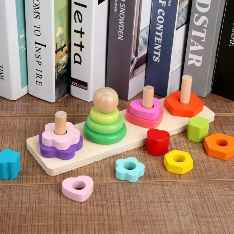 JUGUETE DIDACTICO DE MADERA PARA APRENDIZAJE DE FORMAS - 1
