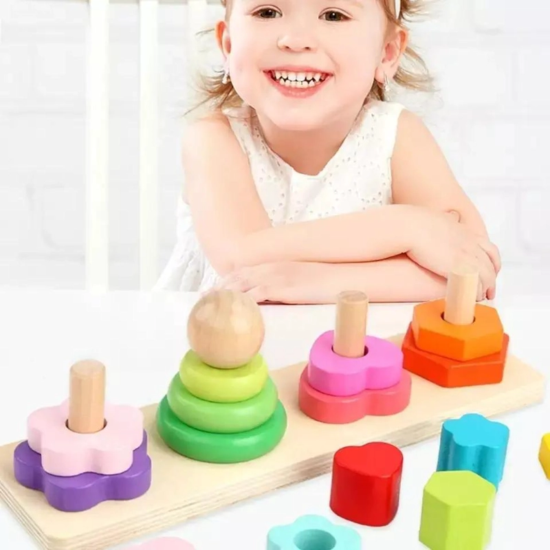 JUGUETE DIDACTICO DE MADERA PARA APRENDIZAJE DE FORMAS - 2