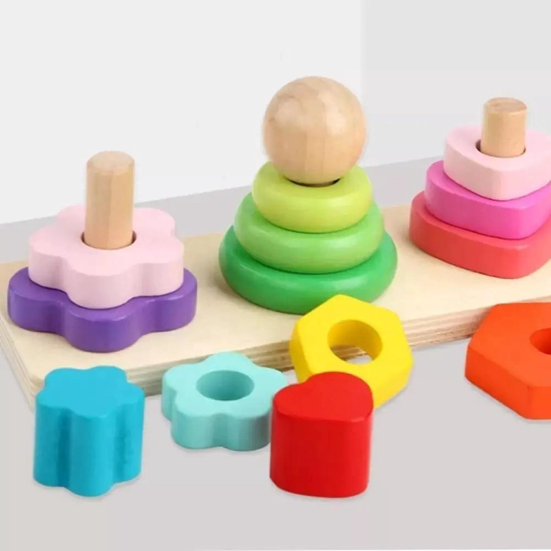 JUGUETE DIDACTICO DE MADERA PARA APRENDIZAJE DE FORMAS - 4