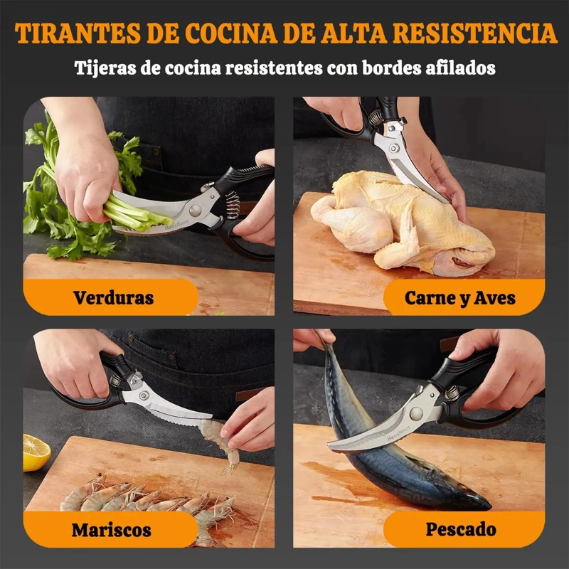 TIJERAS DE COCINA MULTIUSOS DE ACERO INOXIDABLE DE 10 PULGADAS - 4