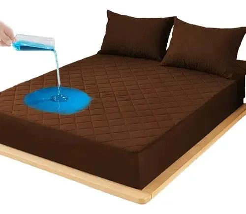 CUBRECOLCHON IMPERMEABLE 1.5 PLAZAS CON FUNDA MARRON - 1