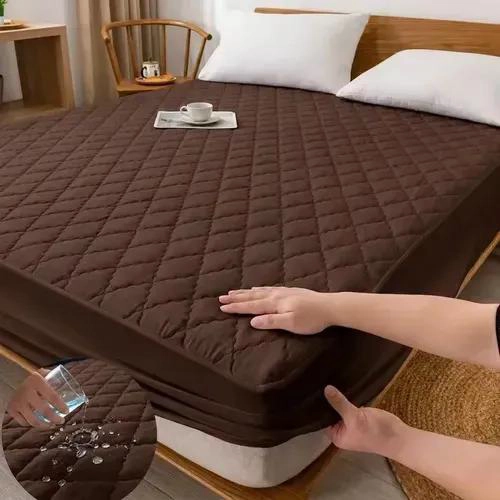 CUBRECOLCHON IMPERMEABLE 1.5 PLAZAS CON FUNDA MARRON - 4