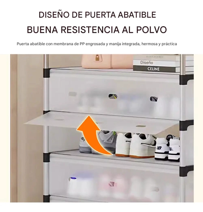 ZAPATERO MODERNO DE 5 NIVELES EN ACERO CARBONO COLOR BLANCO - 4