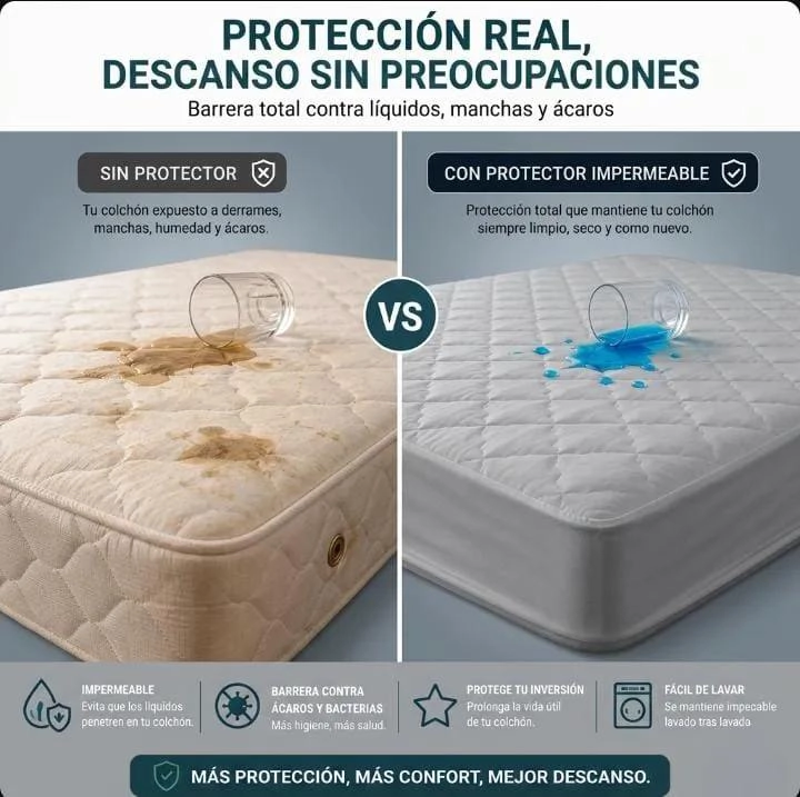 CUBRECOLCHON IMPERMEABLE 1 PLAZA Y MEDIA CON FUNDA - 4