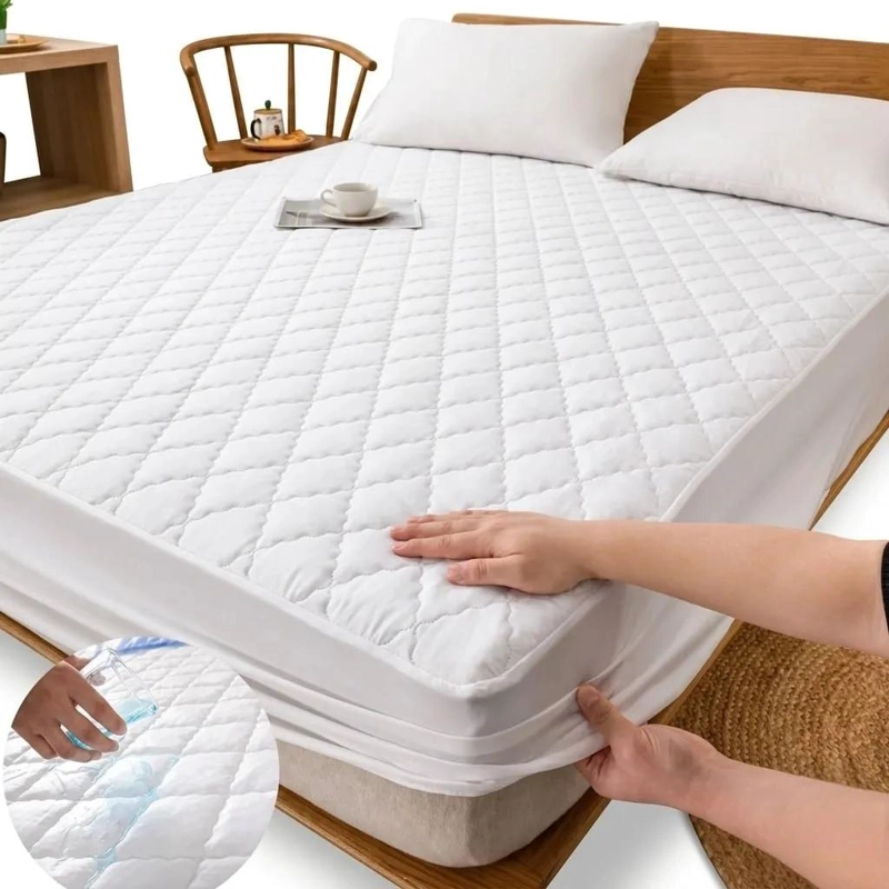 PROTECTOR DE COLCHON IMPERMEABLE KING CON FUNDAS DE ALMOHADA - 4