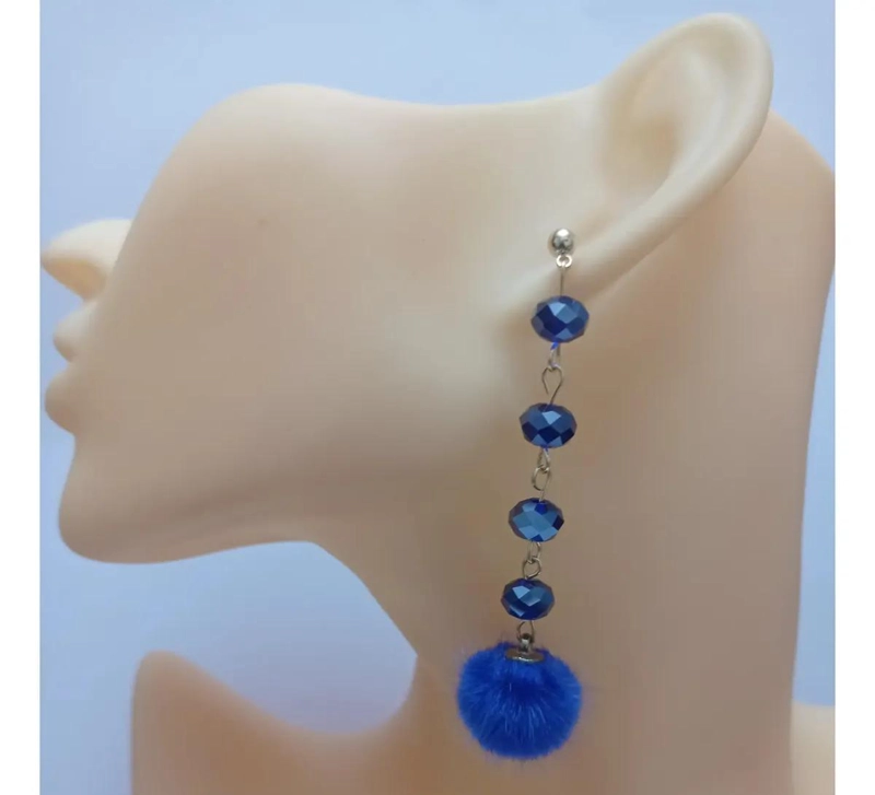 AROS LARGOS CON BAÑO DE ORO, CRISTALES NEGROS Y POMPON NEGRO - 5