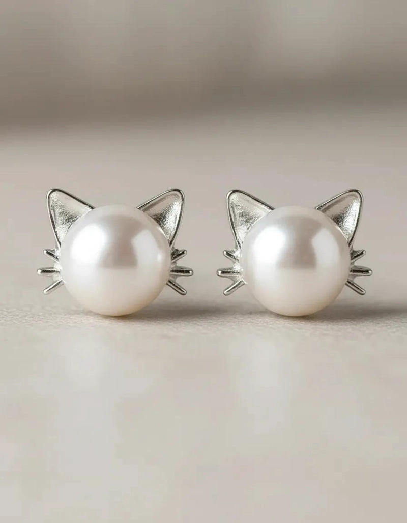 AROS PENDIENTES CON DISEÑO DE GATO EN CAJA DE REGALO - 3