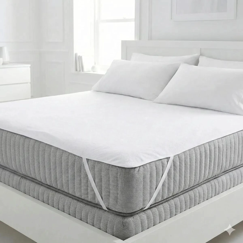 PROTECTOR DE COLCHON IMPERMEABLE KING BLANCO CON BANDAS ELASTICAS - 4