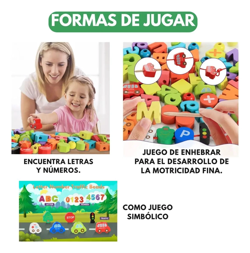 JUEGO DIDACTICO DE ENHEBRADO PARA MOTRICIDAD FINA 81 PIEZAS - 6
