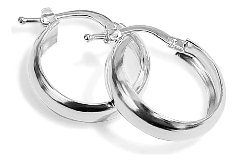 AROS DE PLATA FINA 925 CON BROCHE ITALIANO DE 17MM - 1