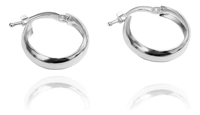 AROS DE PLATA FINA 925 CON BROCHE ITALIANO DE 17MM - 2