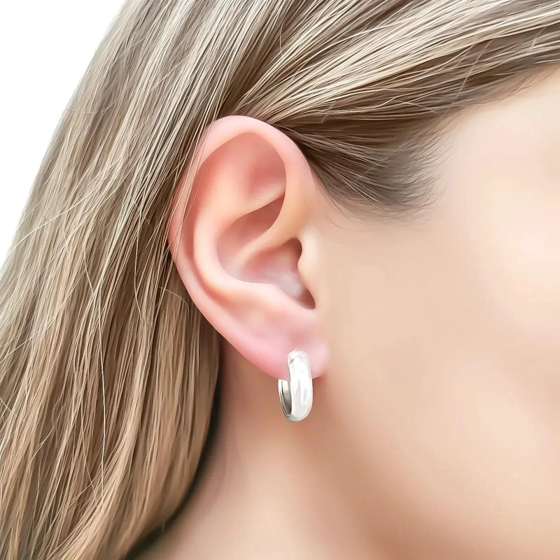 AROS DE PLATA FINA 925 CON BROCHE ITALIANO DE 17MM - 3