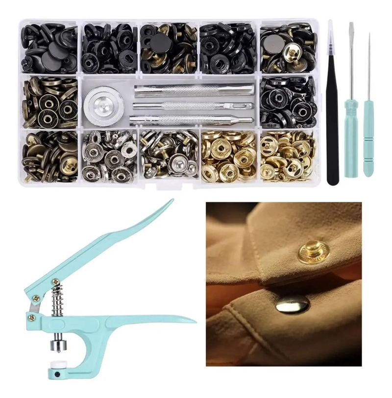 KIT DE REMACHADORA CON 120 BROCHES DE METAL EN 6 COLORES - 1