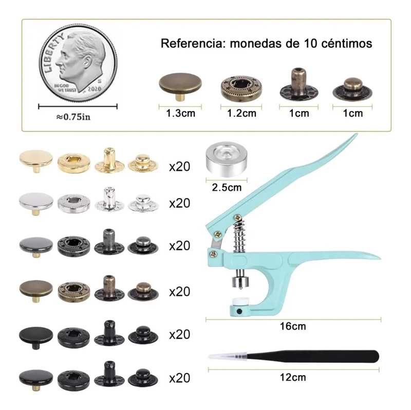 KIT DE REMACHADORA CON 120 BROCHES DE METAL EN 6 COLORES - 2
