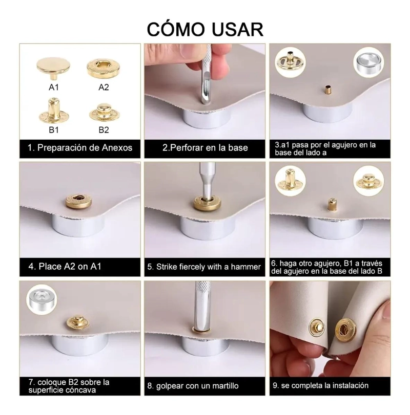 KIT DE REMACHADORA CON 120 BROCHES DE METAL EN 6 COLORES - 4