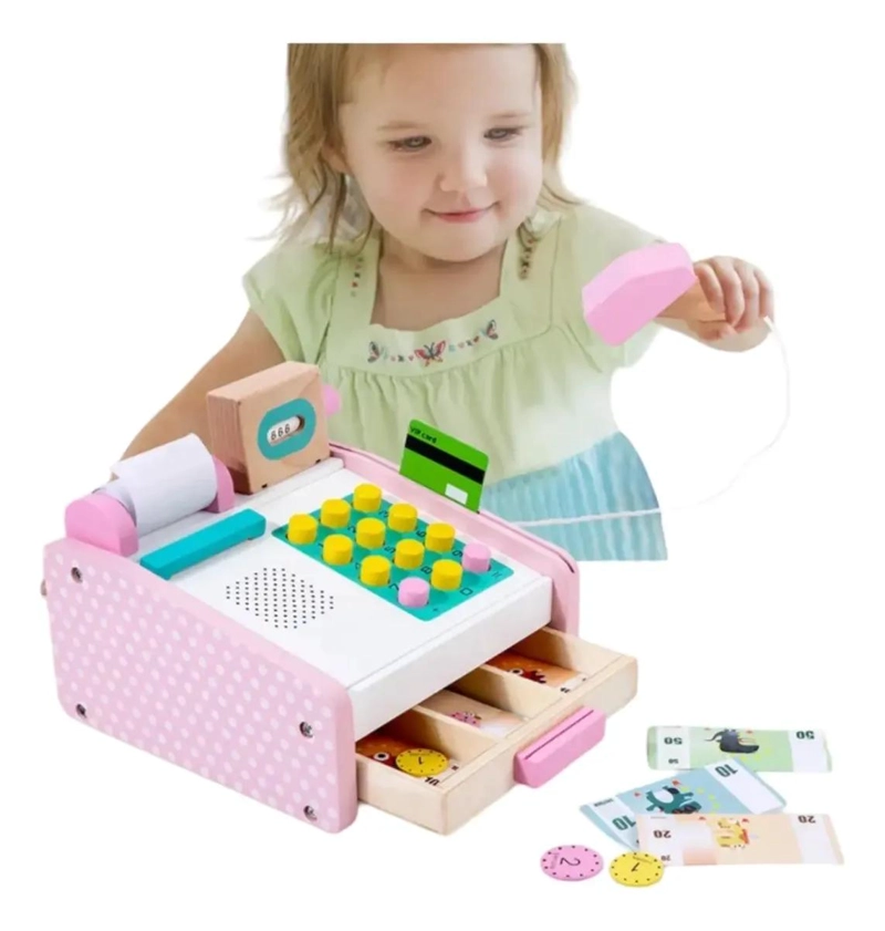 CAJA REGISTRADORA DE MADERA Y SET DE FRUTAS PARA JUGAR - 10