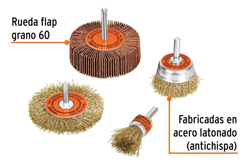 JUEGO DE ESCOBILLAS DE ACERO PARA TALADRO 4 PIEZAS - 3