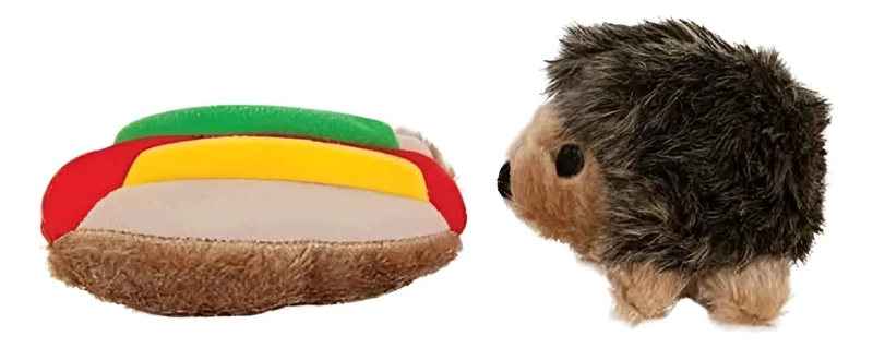 PELUCHE DIVERTIDO PARA PERROS ERIZO Y HOTDOG - 1