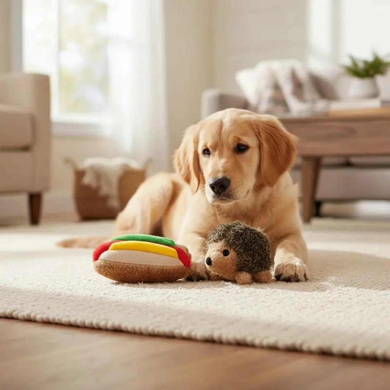 PELUCHE DIVERTIDO PARA PERROS ERIZO Y HOTDOG - 2
