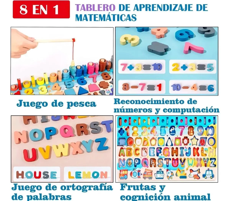 TABLERO EDUCATIVO DE MADERA PARA APRENDIZAJE MATEMATICO - 5