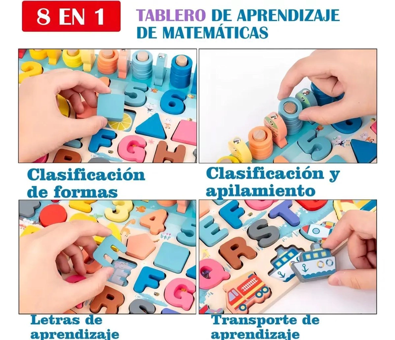 TABLERO EDUCATIVO DE MADERA PARA APRENDIZAJE MATEMATICO - 6