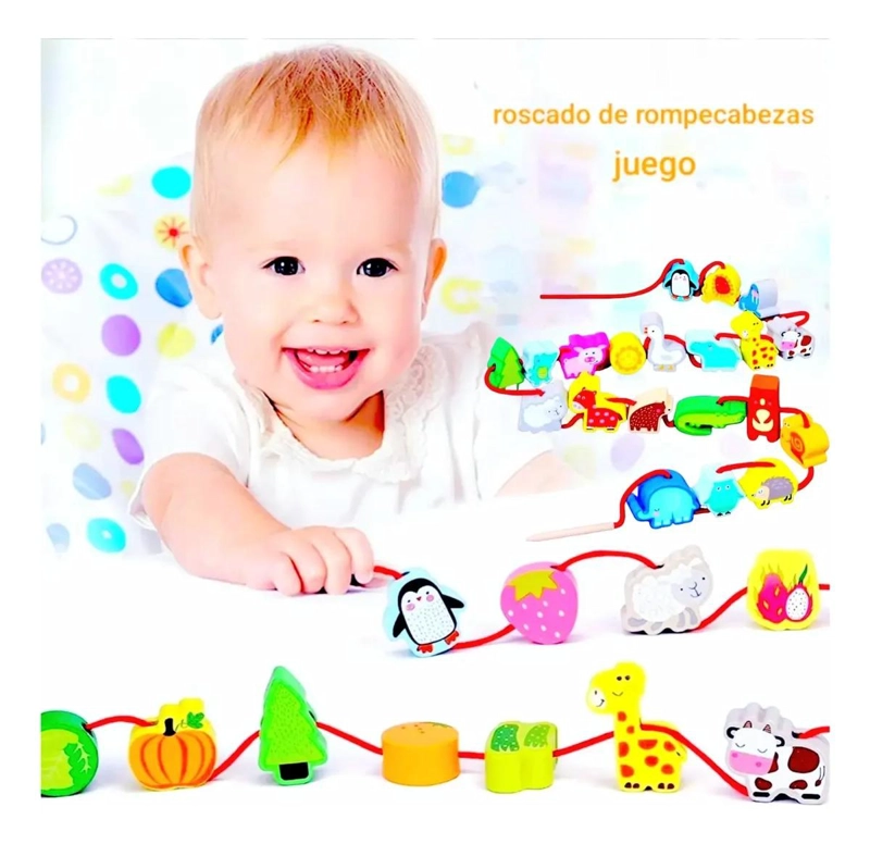 SET DE JUGUETE DIDACTICO PARA ENHEBRAR FORMAS COLORIDAS - 6