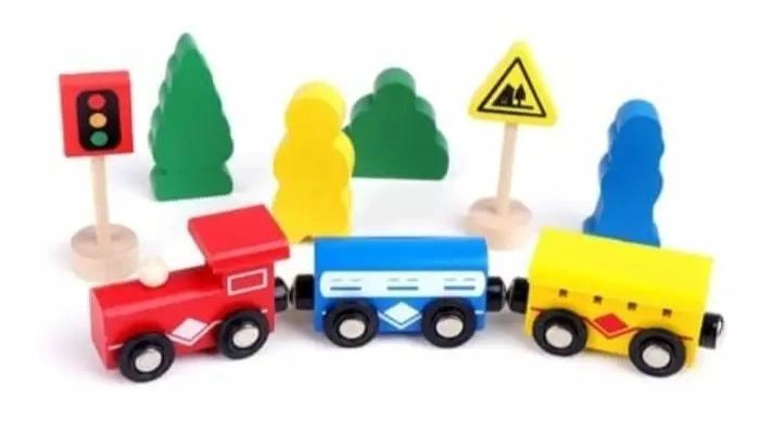 PACK DE 2 PISTAS DE AUTOS Y TREN DE MADERA PARA NIÑOS - 7
