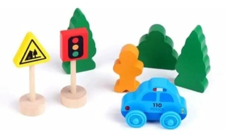 PACK DE 2 PISTAS DE AUTOS Y TREN DE MADERA PARA NIÑOS - 9