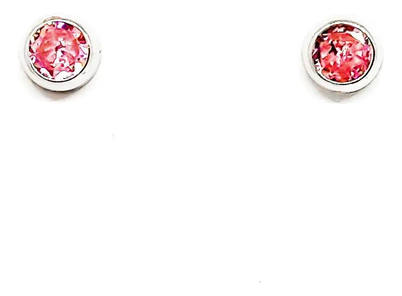 AROS DE PLATA FINA 925 CON CIRCON ROSA DE 5MM - 1