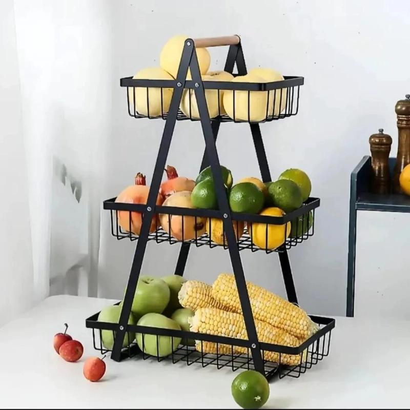 ORGANIZADOR DE FRUTAS Y VERDURAS DE ACERO CON MANGO DE MADERA - 2
