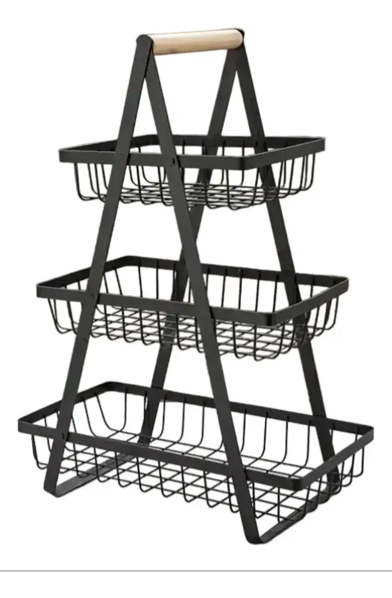 ORGANIZADOR DE FRUTAS Y VERDURAS DE ACERO CON MANGO DE MADERA - 3