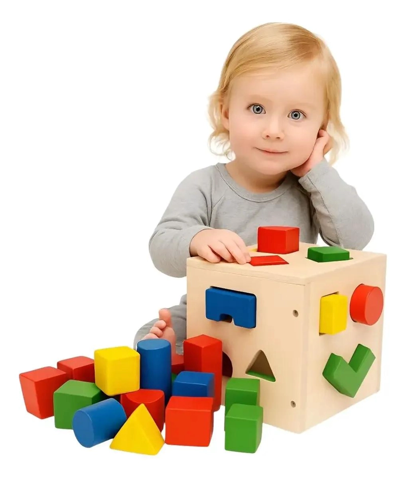 CUBO EDUCATIVO DE MADERA PARA CLASIFICACION DE FORMAS - 2