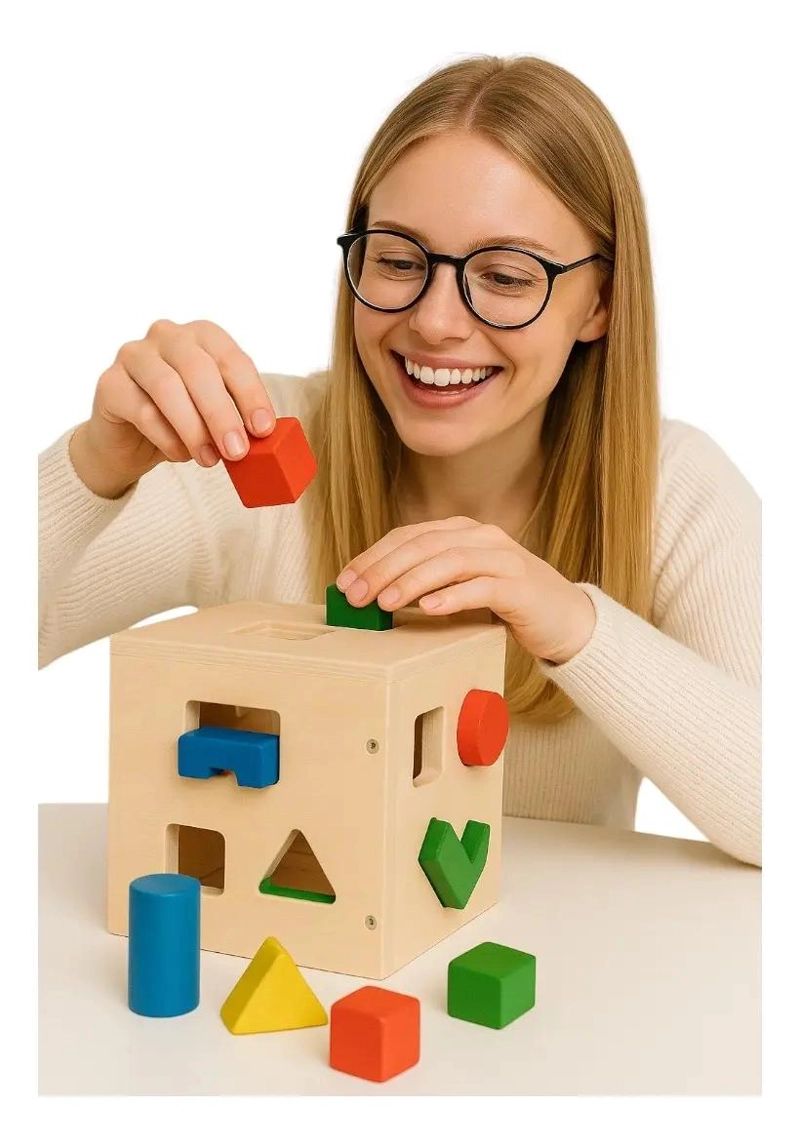 CUBO EDUCATIVO DE MADERA PARA CLASIFICACION DE FORMAS - 3