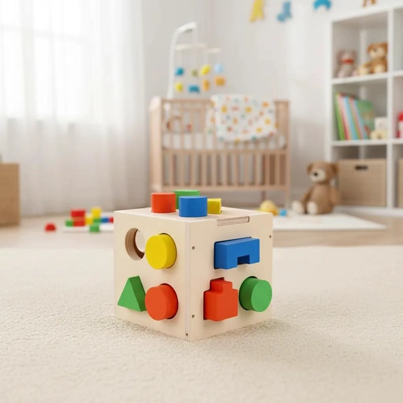 CUBO EDUCATIVO DE MADERA PARA CLASIFICACION DE FORMAS - 4
