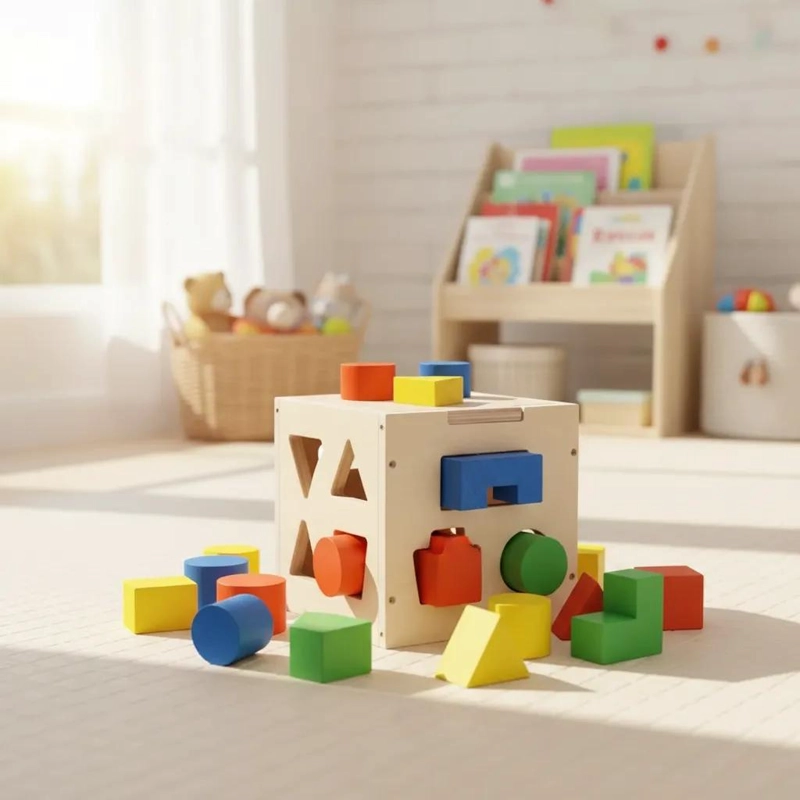 CUBO EDUCATIVO DE MADERA PARA CLASIFICACION DE FORMAS - 9
