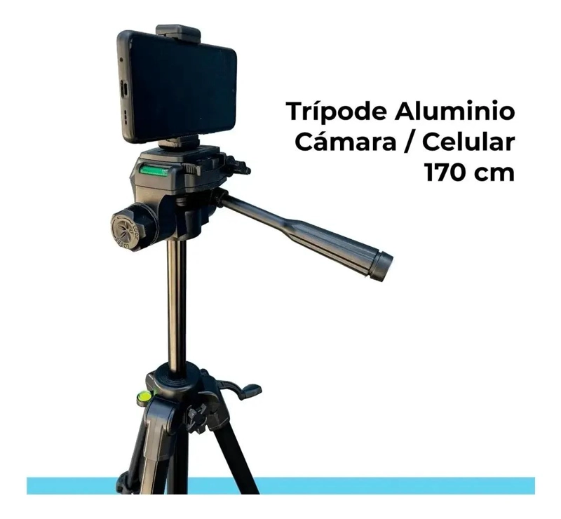 TRIPODE DE ALUMINIO PROFESIONAL 1.7 MTS PARA CAMARA Y CELULAR - 6