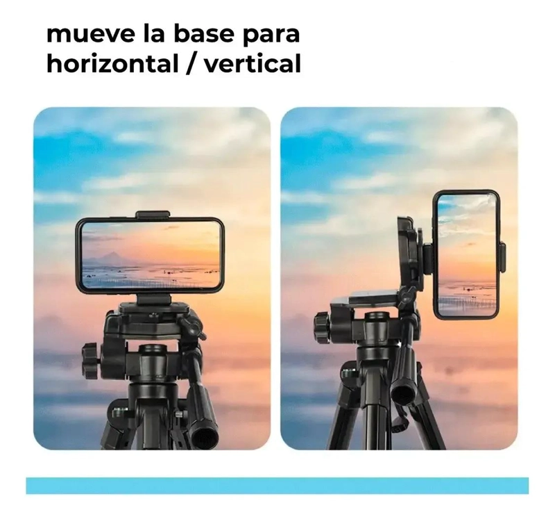 TRIPODE DE ALUMINIO PROFESIONAL 1.7 MTS PARA CAMARA Y CELULAR - 9