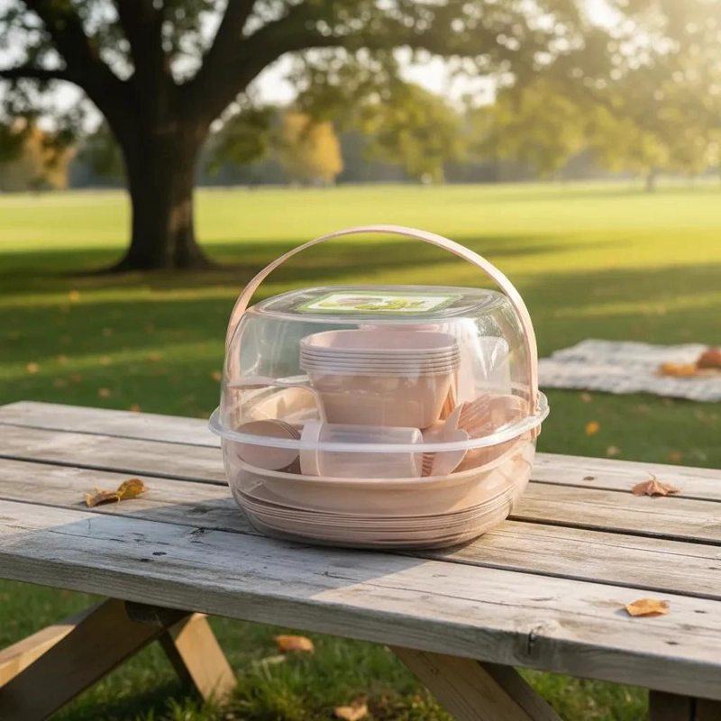CANASTA DE PICNIC CON 36 UTENSILIOS Y VASOS PARA SALIDAS - 1