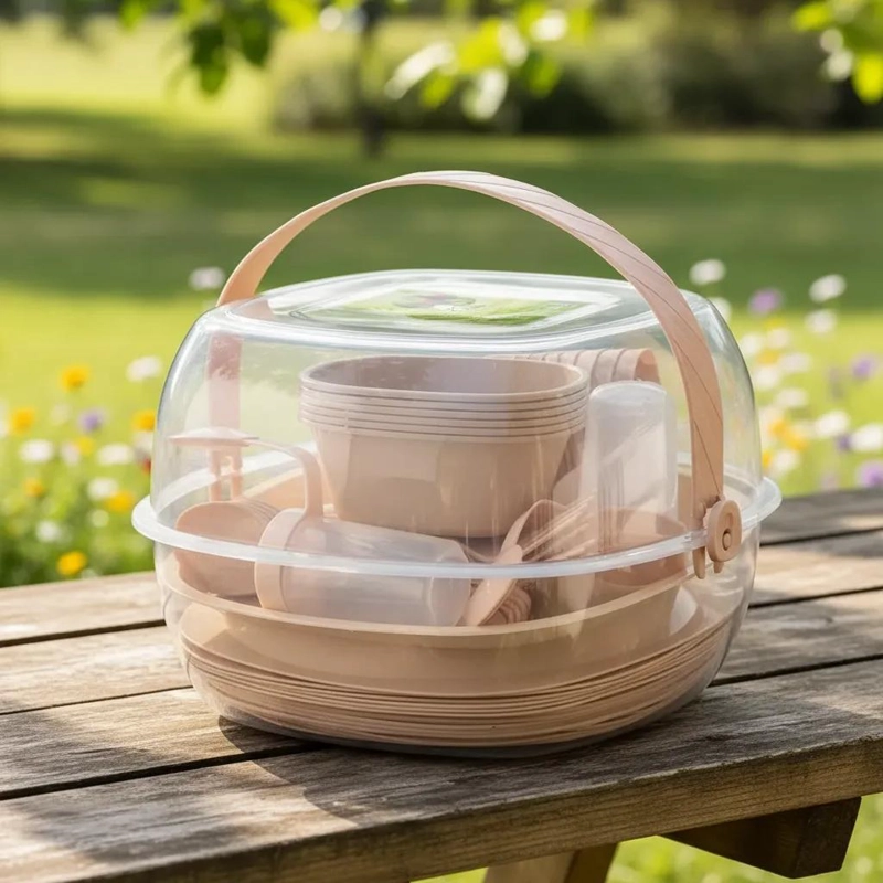 CANASTA DE PICNIC CON 36 UTENSILIOS Y VASOS PARA SALIDAS - 10