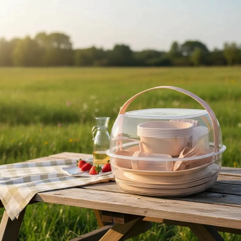 CANASTA DE PICNIC CON 36 UTENSILIOS Y VASOS PARA SALIDAS - 2