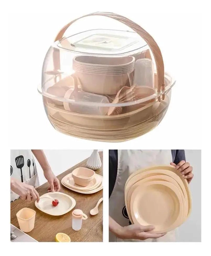 CANASTA DE PICNIC CON 36 UTENSILIOS Y VASOS PARA SALIDAS - 4