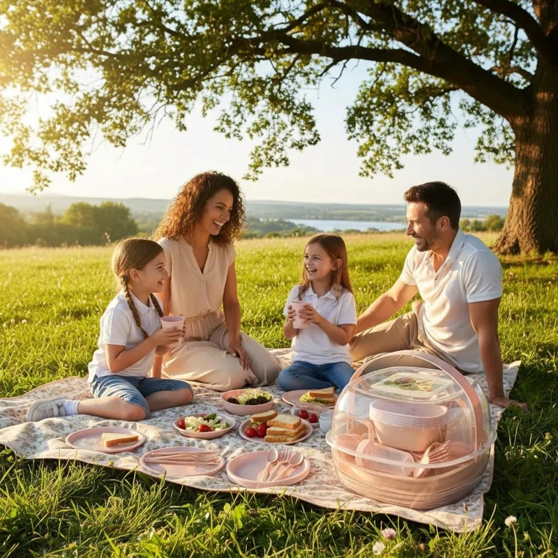 CANASTA DE PICNIC CON 36 UTENSILIOS Y VASOS PARA SALIDAS - 7