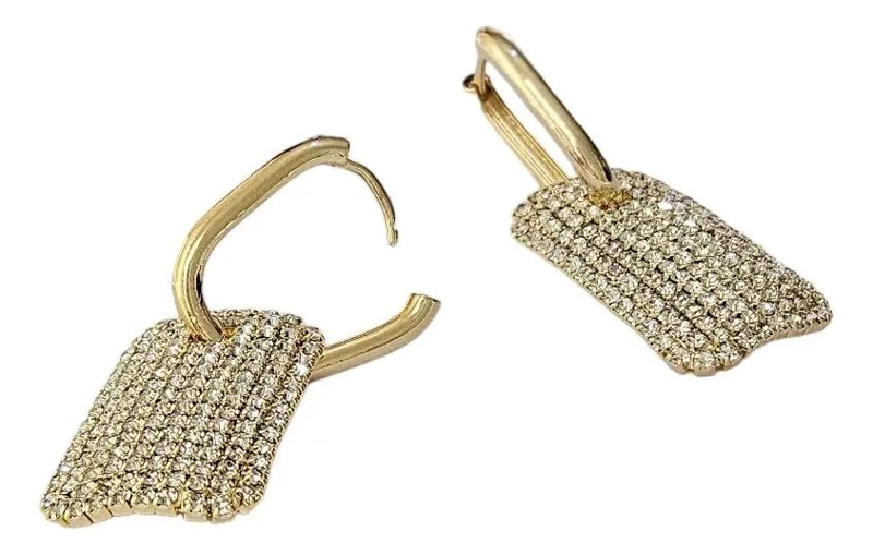 AROS LARGOS ELEGANTES CON CIRCONES EN BAÑO DE ORO 18K - 1